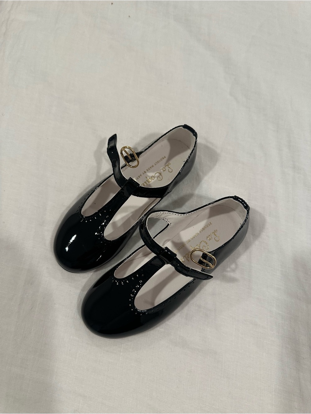 La Coqueta Black Patent T-Strap Kids Dress Shoes - Picture 2 of 3
